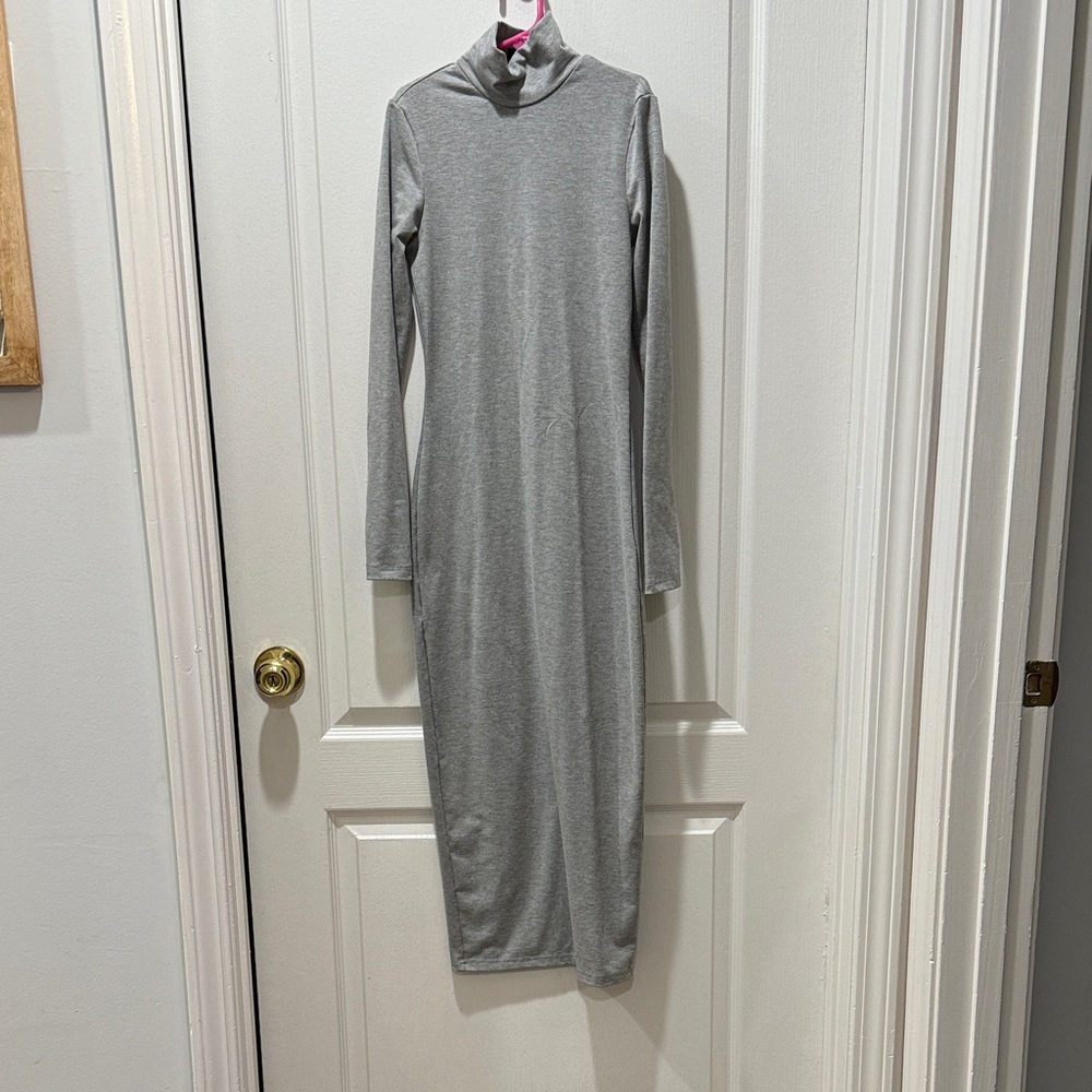 SHEIN Gray Long Sleeve Maxi Dress